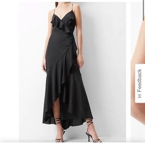 Express Satin Ruffle Hi Low Maxi Dress